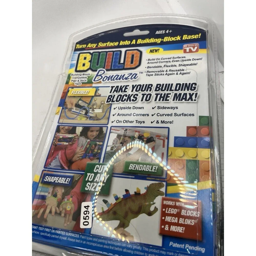 Build Bonanza Block Peel & Stick Tape Works w LEGO® gray red green 4 rolls New
